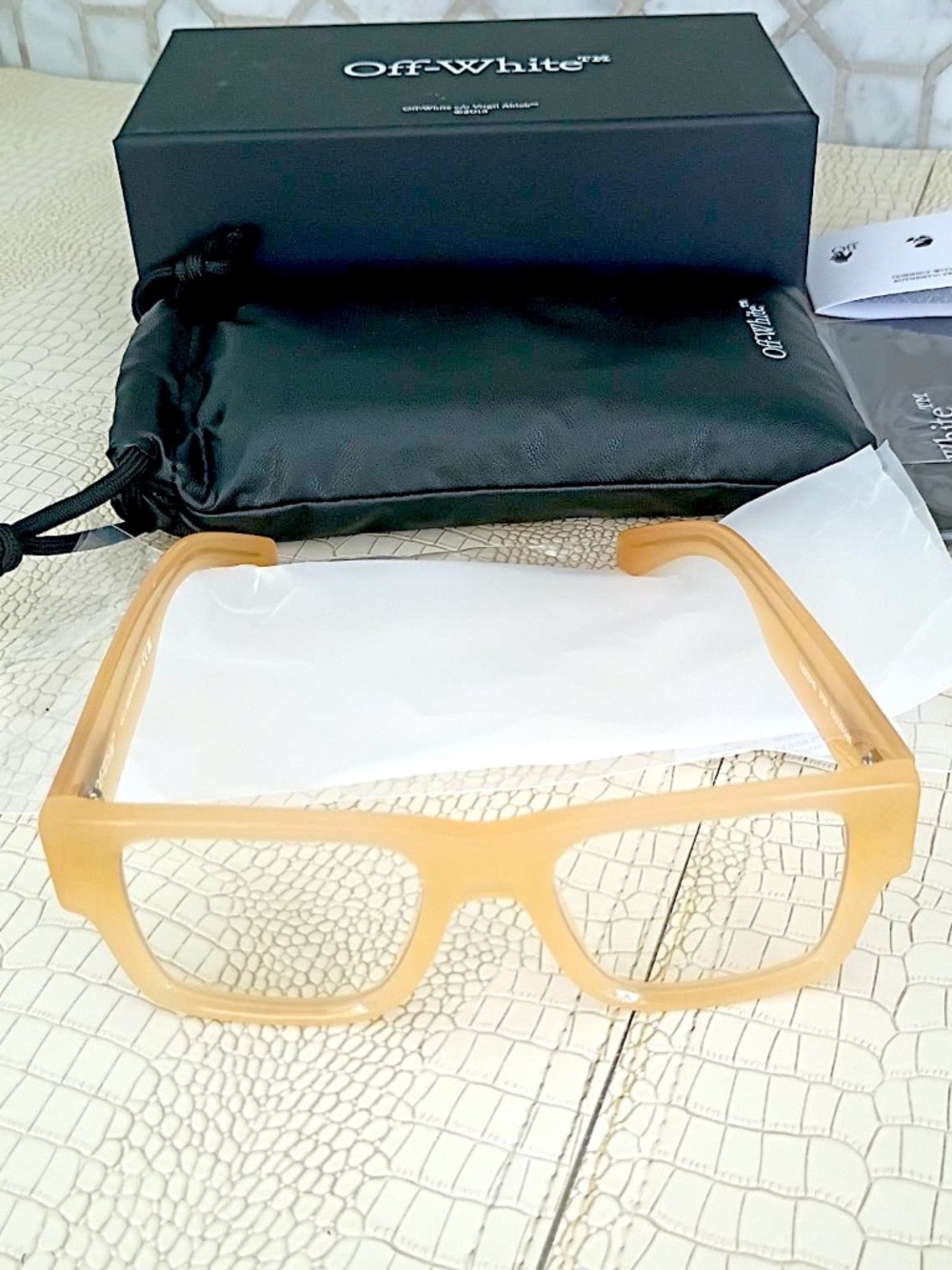 New Off White OERJ040 STYLE 40 1700 Sand Beige Acetate Occhiali Vista Opticals